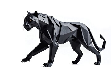 origami : Black Panther isolated on white background.