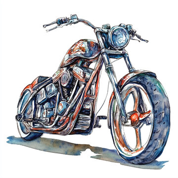 recommend clip art: Chopper watercolor clipart illustration isolated