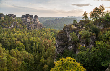 Rugged Rock Outcrops at an Overlook in Saxon Switzerland National Park, Nationalpark Sächsische...