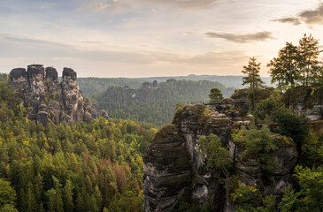 Rugged Rock Outcrops at an Overlook in Saxon Switzerland National Park, Nationalpark Sächsische...