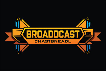 Colorful banner displays a channel name with graphic elements suitable for broadcasting, Channel Name Lower Third, Broadcast Banner for Video On Black Background,