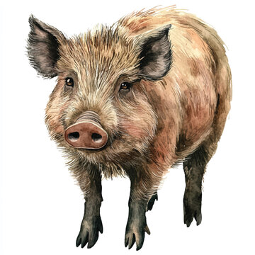 recommend clip art: Wild Boar watercolor clipart illustration isolated