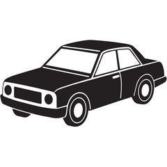 Car isolated on white silhouettes vector  line art illustration