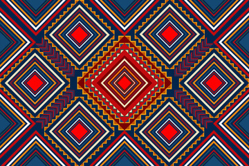 Bold Geometric Pattern with Vibrant Red, Blue, and Yellow Diamond Shapes