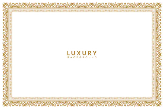 hand drawn page Golden vintage wedding invitation card islamic certificate border line pattern illustration frame