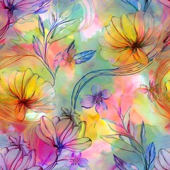 colorful flower and leaf patterns