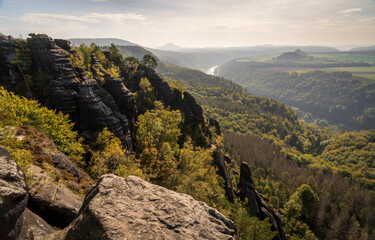 Rugged Rock Outcrops at an Overlook in Saxon Switzerland National Park, Nationalpark Sächsische...