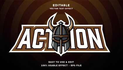 Viking helmet logo with action text effect