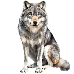 Wolf watercolor clipart illustration isolated