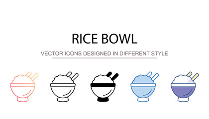 Rice Bowl icon design with white background stock illustration