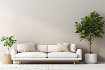 Home interior living room plant wall architecture.