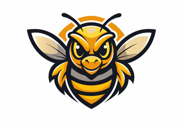 Bee head mascot logo design vector