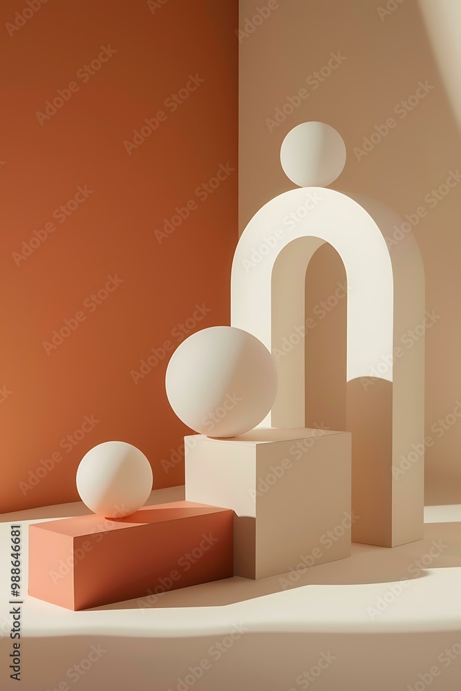 Poster Abstract Minimalist Background With White Shapes And Geometric Forms