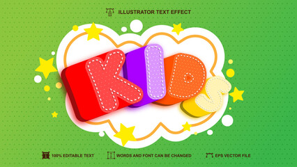 Kids text style, Colored cartoon editable text effect