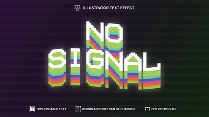 No Signal text style, Vintage editable text effect