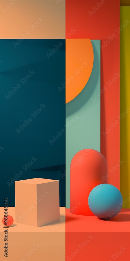 Poster abstract geometric shapes background with color blocks