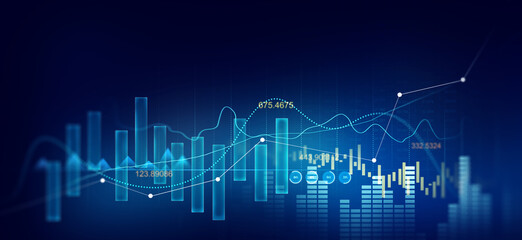 Financial business,earnings,sale and strategy. Analysis finance grow graph and market investment. Stock market chart, exchange financial growth diagram.
