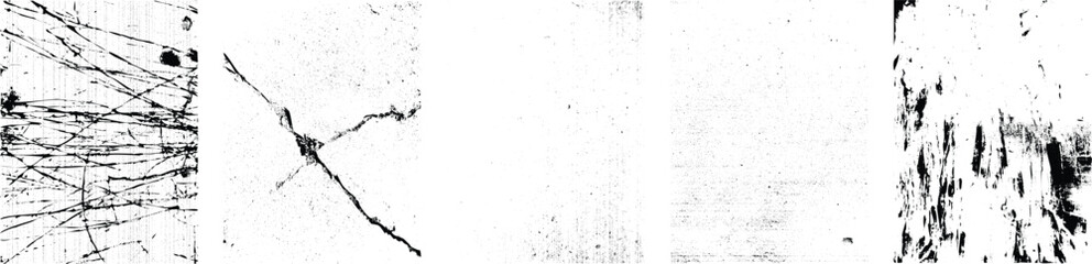 Naklejka premium Grunge textures set. Collection of vector overlay, distress, textures .Simply Place texture over any Object to Create grunge,splattered ,dirty effect .Various distressed texture for your design. 