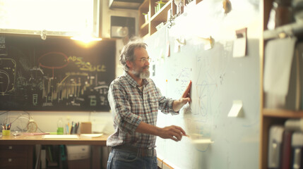 Male Mid Adult Professor Teaching Tweens in Classroom Setting