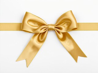 Fototapeta premium A gold ribbon bow tied on a white background