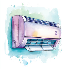 Air conditioner watercolor clipart illustration isolated