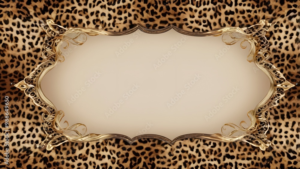 Poster leopard skin background with space for your text. 3d rendering generated by ai