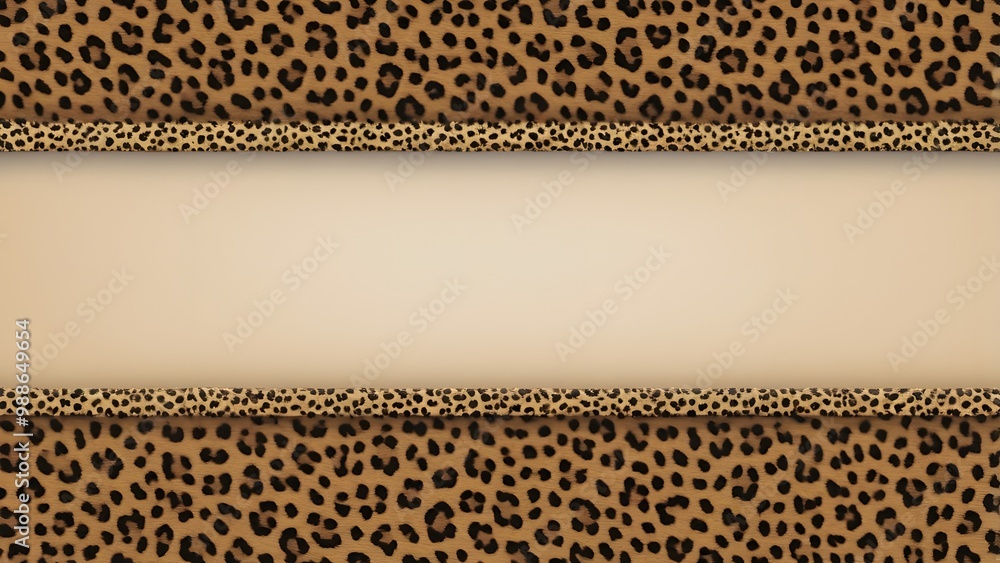 Poster Leopard skin background with space for your text. 3D rendering Generated by AI