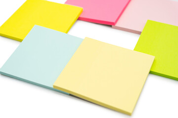 Blank colorful sticky note isolated on white background. Copy space.	