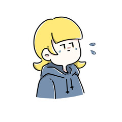 泣いている女性のイラスト(涙付)②