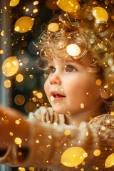 Little Child, Big Dreams A Baby Girl Mesmerized by Bokeh Lights, Capturing the Essence of Wonder