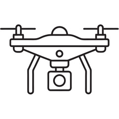 Drone Camera Line Art Vector Illustration White Background
