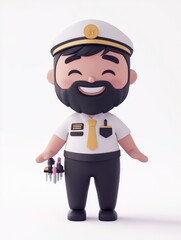 A cheerful cartoon pilot character holding tools, designed in a playful style.