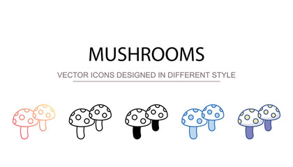 Obraz premium Mushrooms icon design with white background stock illustration