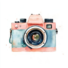 camera watercolor clipart illustration isolated