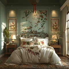 bed background wall design effect picture