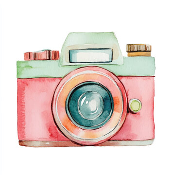 recommend clip art: camera watercolor clipart illustration isolated