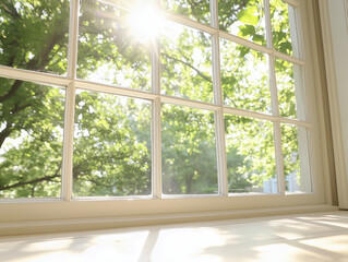 Sunlight falling through french window 