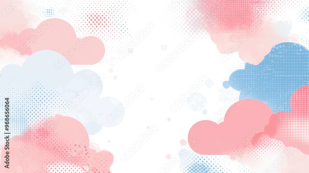 Poster soft pastel abstract cloud background with halftone dots