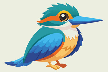 Fototapeta premium A cheerful kingfisher is perched, showcasing its colorful plumage while enjoying the sunny day, cute kingfisher cartoon style