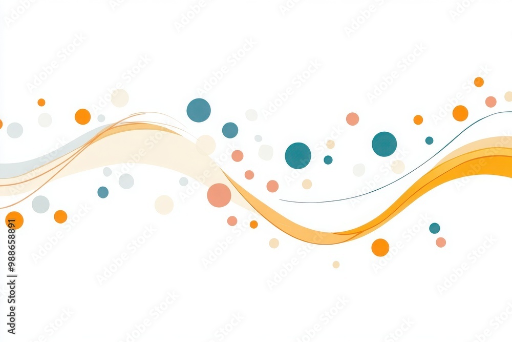 Poster abstract colorful waves with dots on a white isolated background.