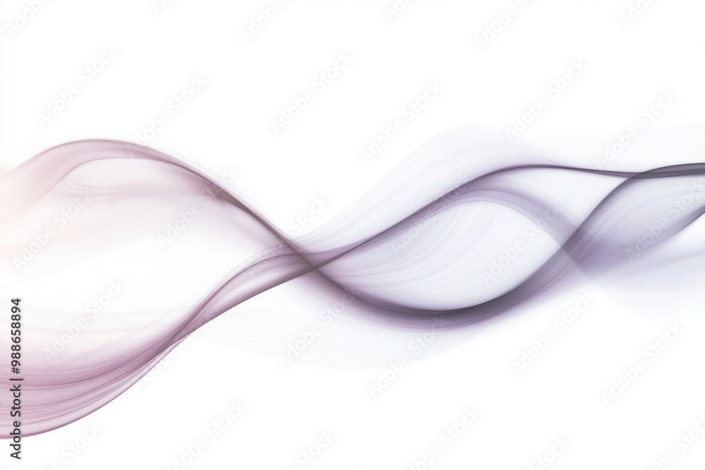 Poster abstract flowing waves in soft colors on a white isolated background.