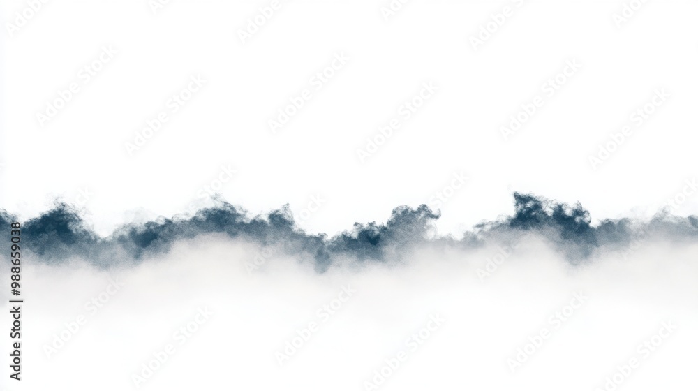 Poster abstract waves of fog, blending with a white isolate background