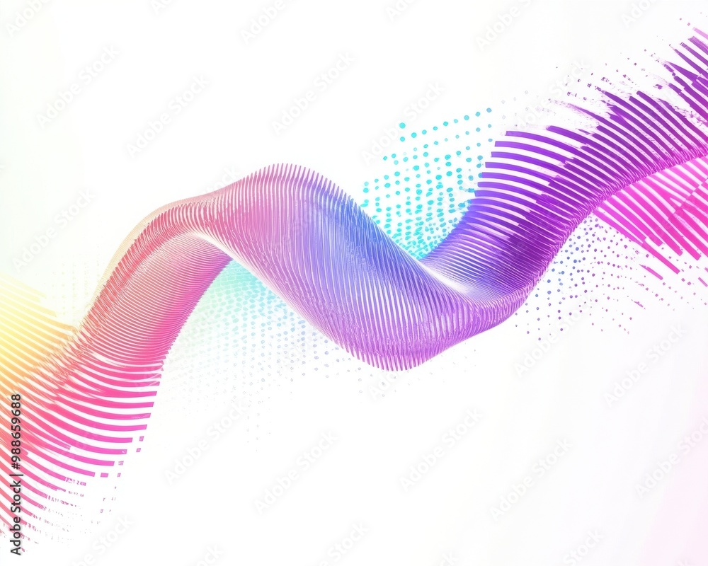 Poster colorful wave pattern gradient effect white isolated background.