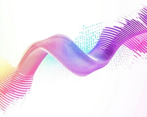 Colorful wave pattern gradient effect white isolated background.