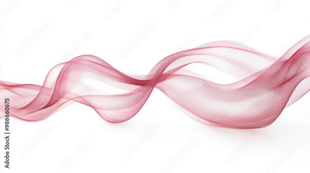 Poster red wave on a white isolated background, smooth and flowing design element.