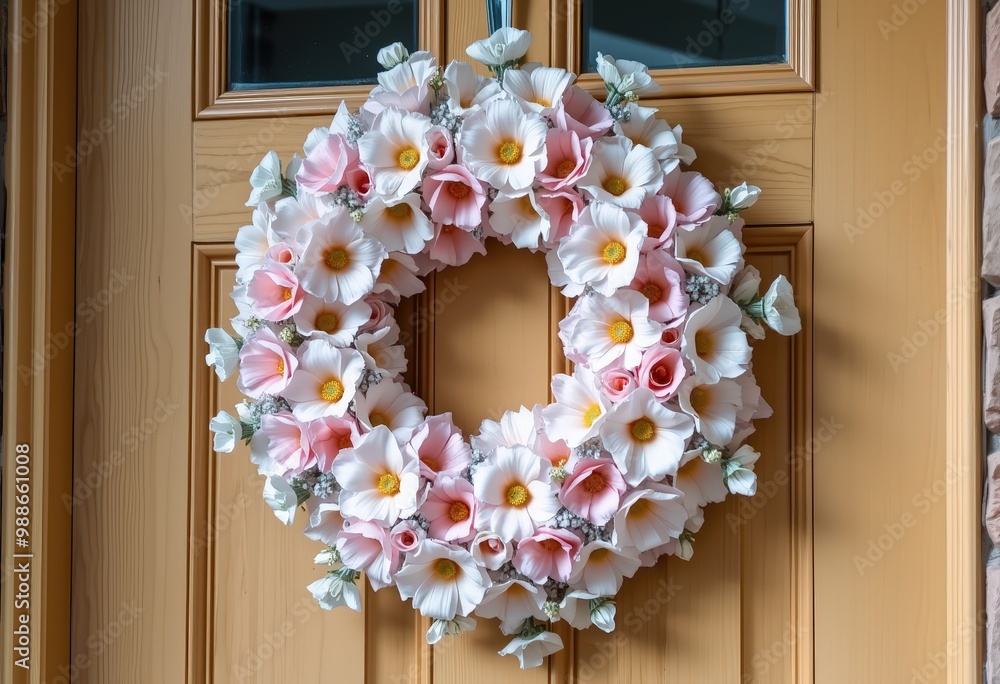 Wall mural christmas wreath on the door