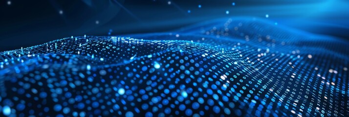 Abstract Digital Wave Blue Data Flow, Big Data Visualization, Futuristic Technology Background.