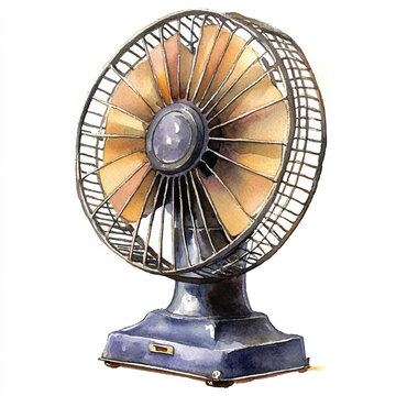 recommend clip art: Electric fan  watercolor clipart illustration isolated