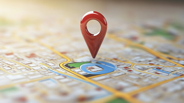 Optimize business location on Maps. Concept: Maps, Local SEO, Business Strategy, Visibility.