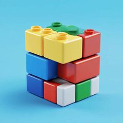 Obraz premium 3D Blocks Icon: Creative Construction Toy Illustration Logo